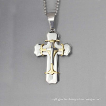 Unique design three cross pendant, stainless cross men's steel pendant